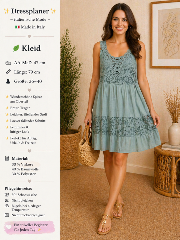 Luftiges Kleid mit Spitzendetails - Größe: 36–40