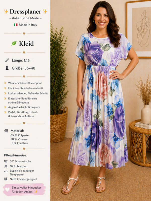 Dressplaner Kleid – Floraler Traum in Pastelltönen - Größe: 36–40