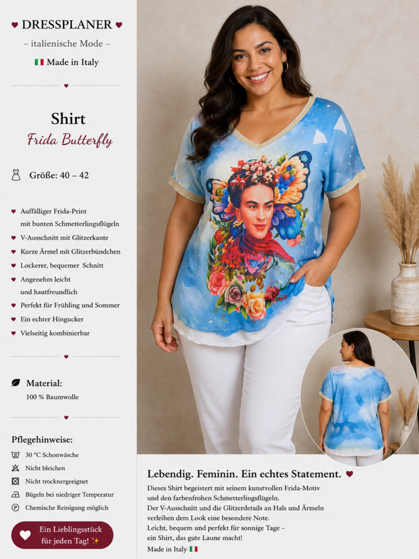 Frida Butterfly Shirt in Größe 40-42