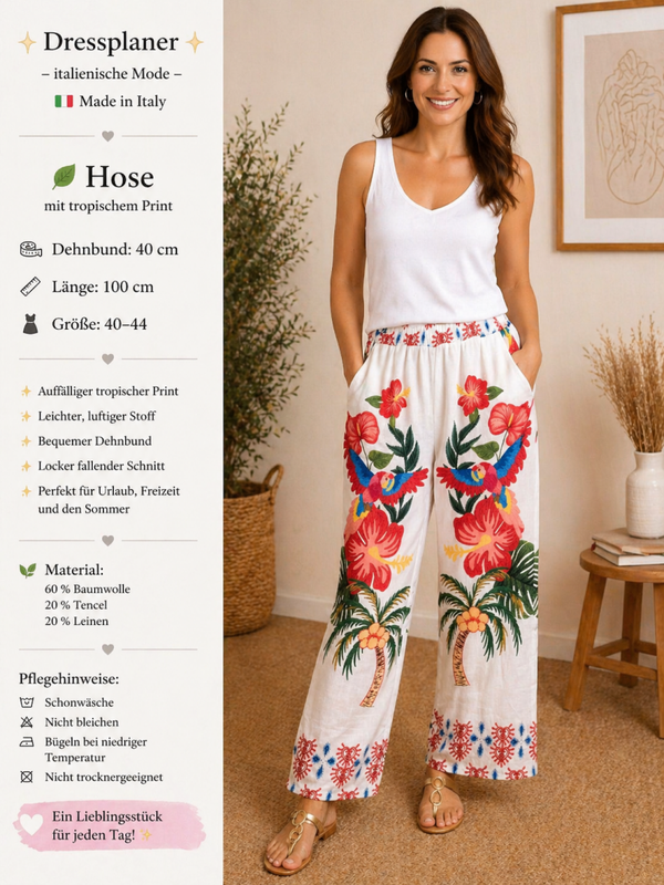 Dressplaner Sommerhose mit tropischem Print