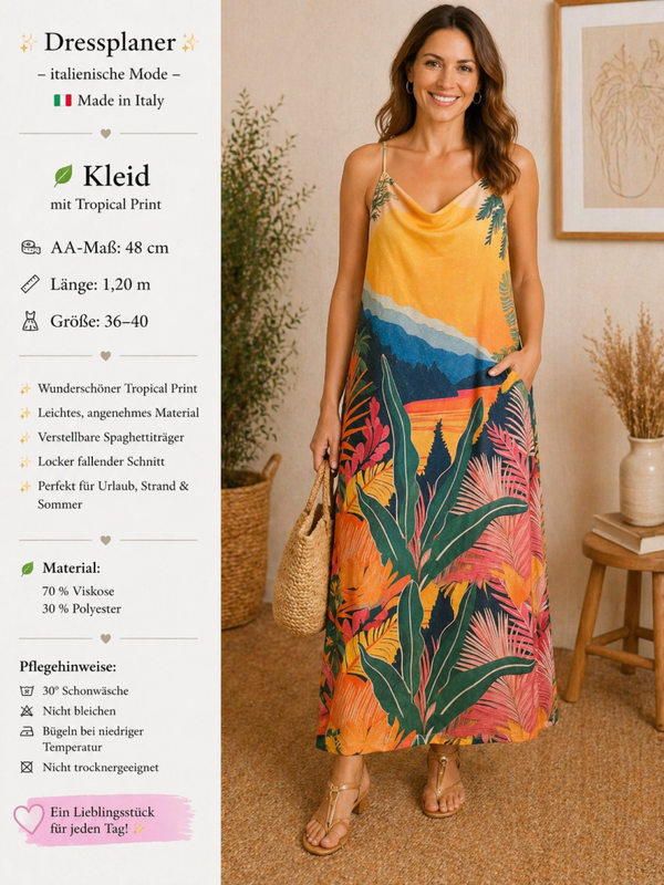 Dressplaner Maxikleid mit Tropical Print - Größe: 36–40