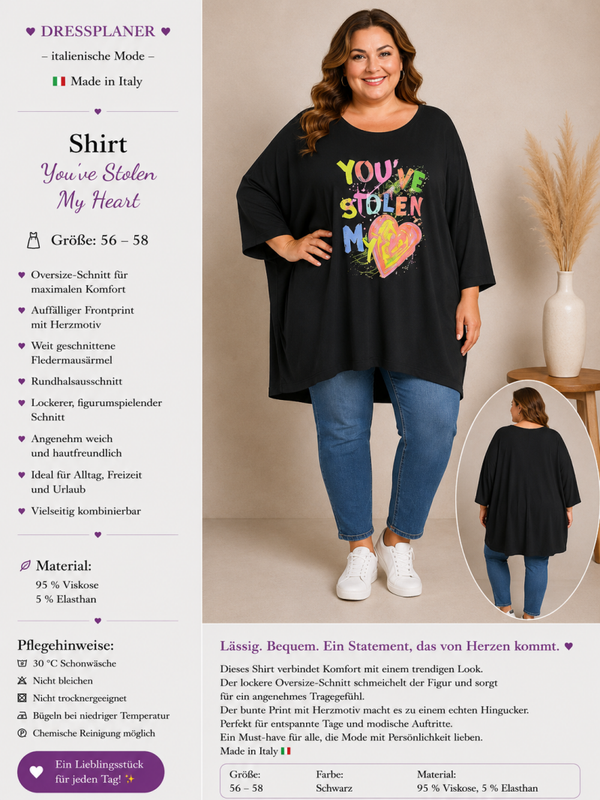 Shirt „You’ve Stolen My Heart“ in Größe 56-58