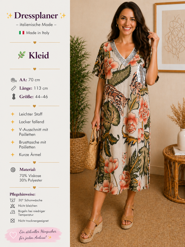 Kleid mit floralen Elementen - Größe: 44–46