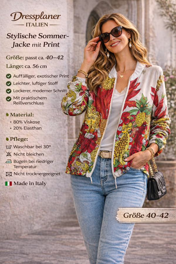 Stylische Sommer-Jacke mit Print – Italienische Mode in Größe 40-42