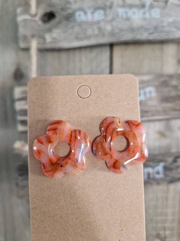 Bloem oranje wit gemarmerd