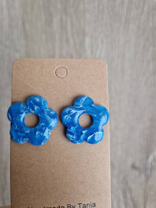 Bloem blauw gemarmerd 1