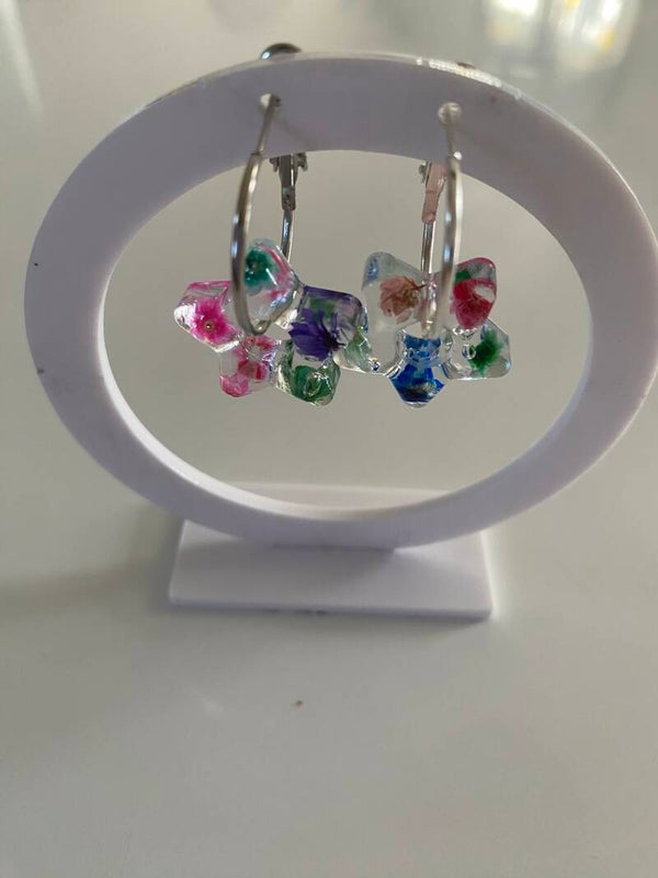 Boucle d’oreilles fleurs séchées