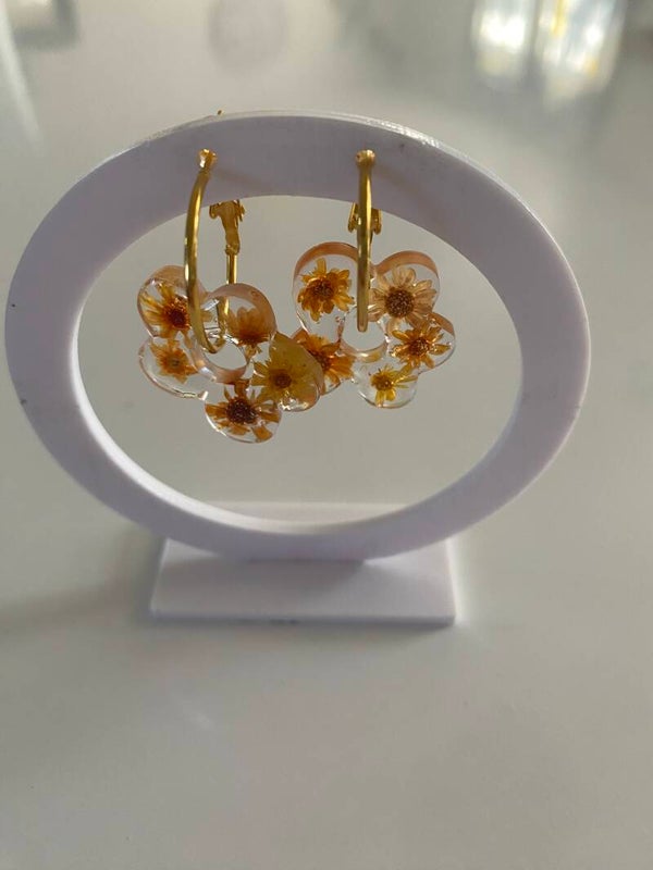 Boucle d’oreilles fleurs séchées