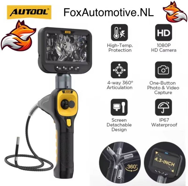 AUTOOL SVB308 1080P HD Endoscoop camera – 4-weg 360° stuurkop + 4,3" scherm