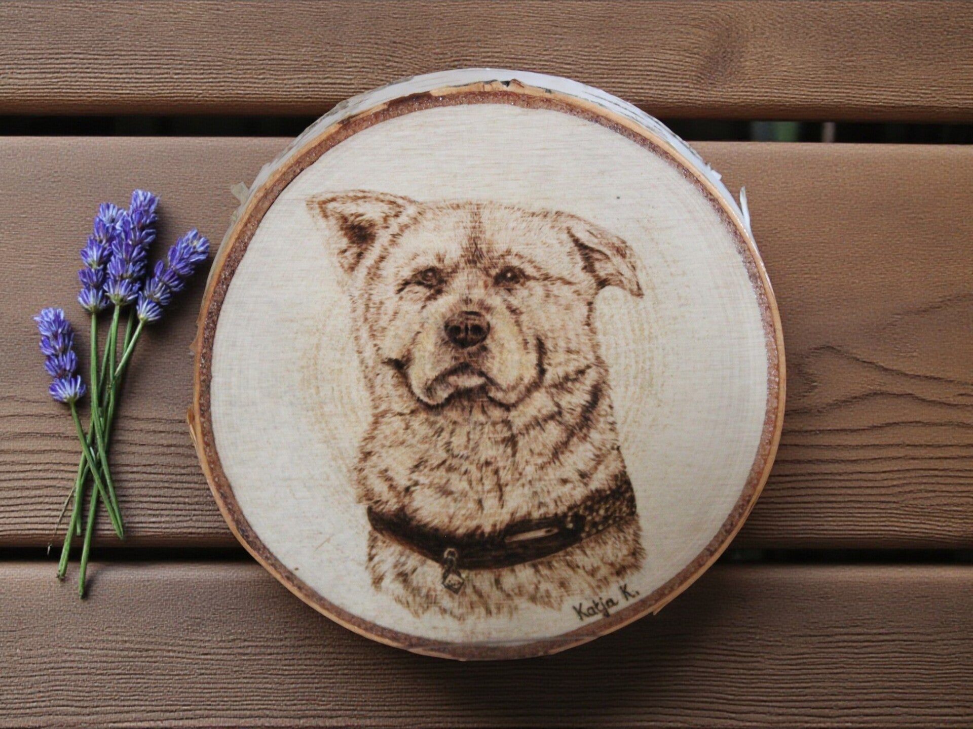 Houten decoratie Akita Hachiko 17 cm