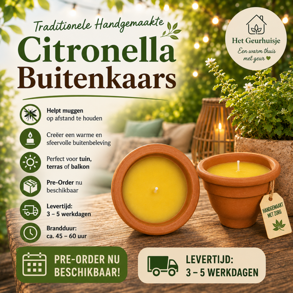 Pre-Order / Traditionele Handgemaakte Citronella buiten Geurkaars