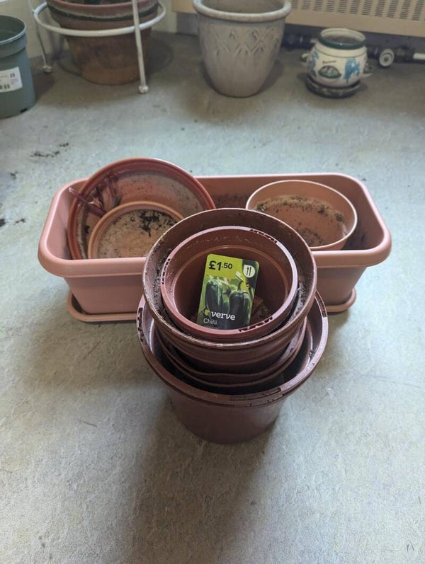 Brown Plastic Planter, Saucer, Pots, Vases (15 items in total)