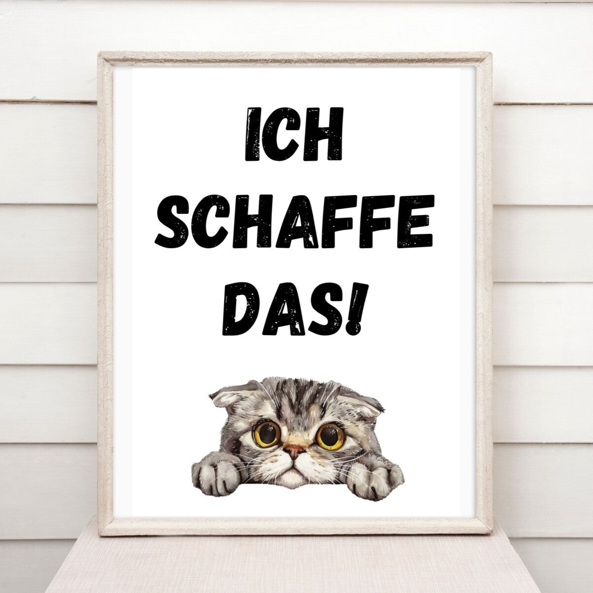 Minimalistisch. Modern. Motivierend.  Ich schaffe das! 🖤 Katzenposter für Katzenliebhaber 😻 mit Motivationquote für den Alltag und ideal für den Lern- und Arbeitsplatz für Klein & Groß! Zeitloses Design: Klare schwarze Schrift auf weißem Hintergrund – s