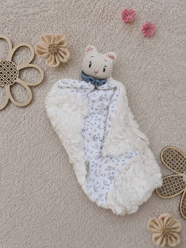 Sacha, mon doudou chat tissu Fleurs Jefine