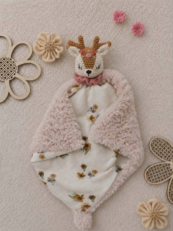 Charlie, mon doudou Biche tissus marguerite