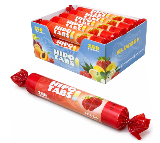 255 PASTILLAS DE GLUCOSA 2G FRESA * CAJA DE 500G