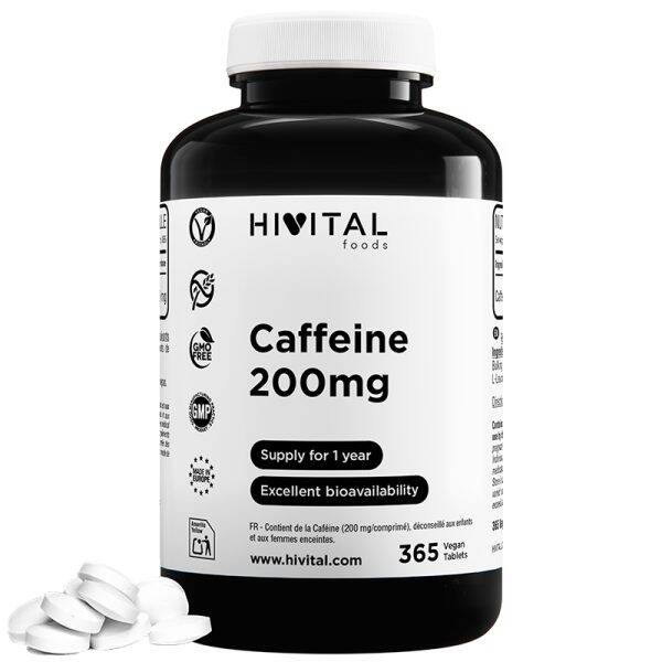 Cafeína Anhidra Pura 200 mg | 365 comprimidos veganos