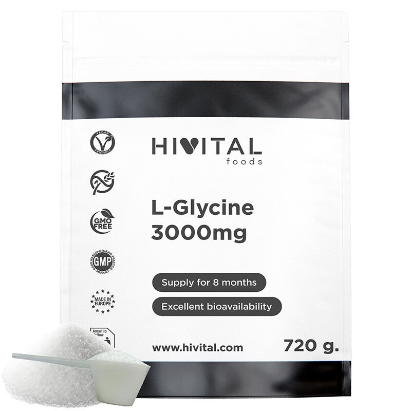 L-Glicina 3000 mg | 720 gramos de polvo vegano