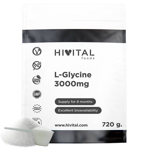 L-Glicina 3000 mg | 720 gramos de polvo vegano