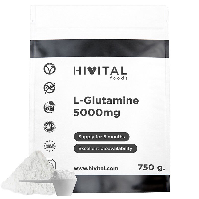 L-Glutamina 5000 mg | 750 gramos de polvo vegano