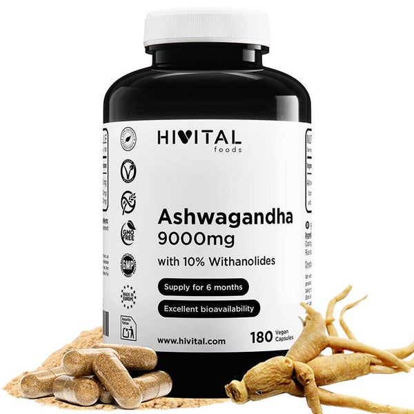 Ashwagandha 9000 mg | 180 cápsulas veganasápsulas veganas