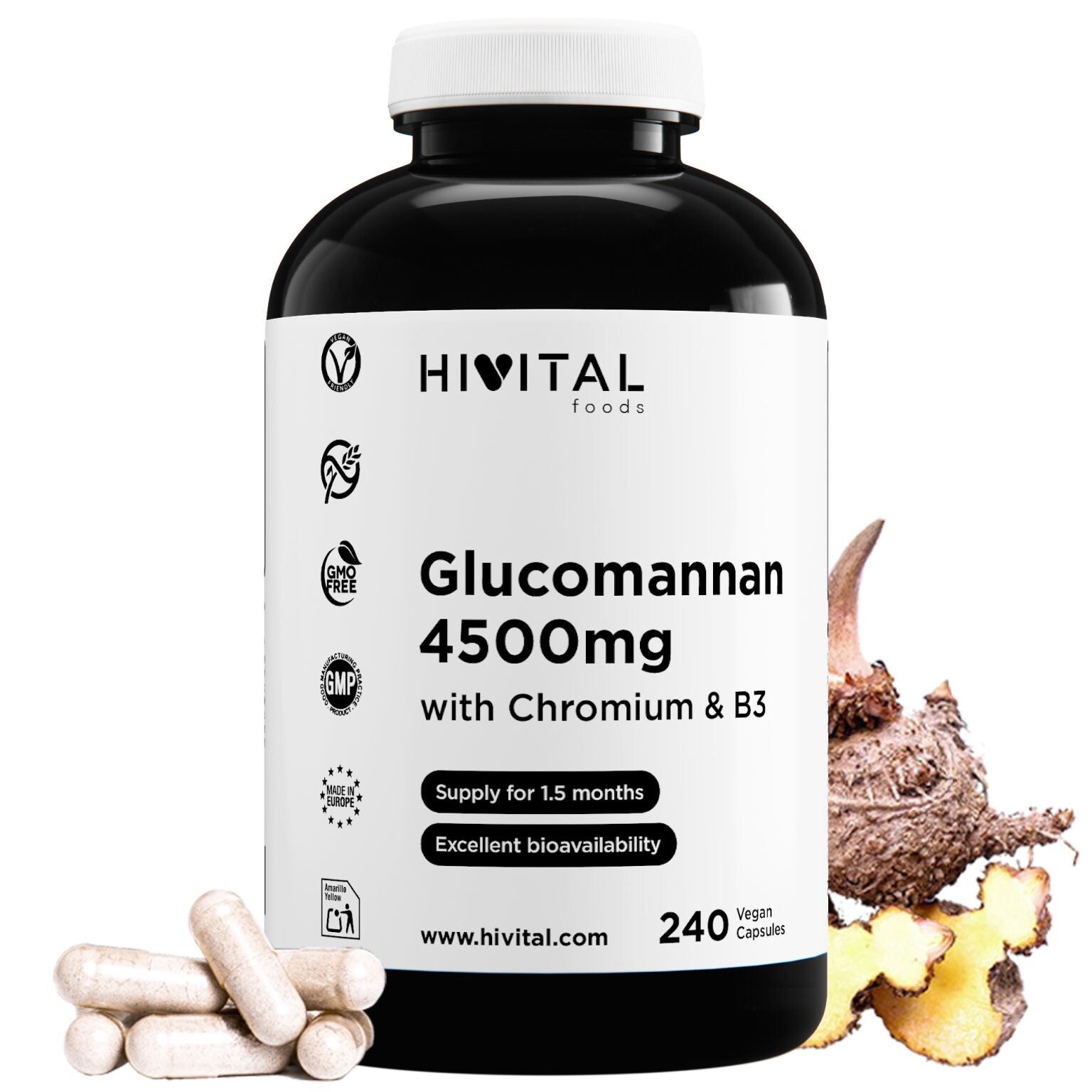 Glucomanano 4500 mg | 240 cápsulas veganas