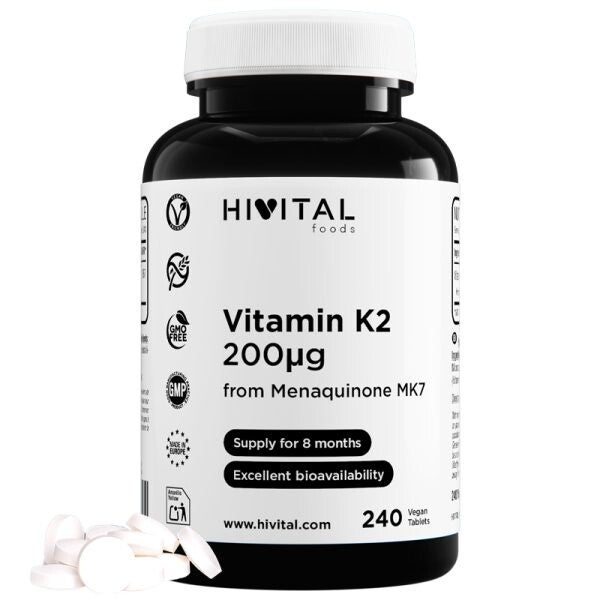 Vitamina K2 MK7 200 mcg | 240 comprimidos veganos