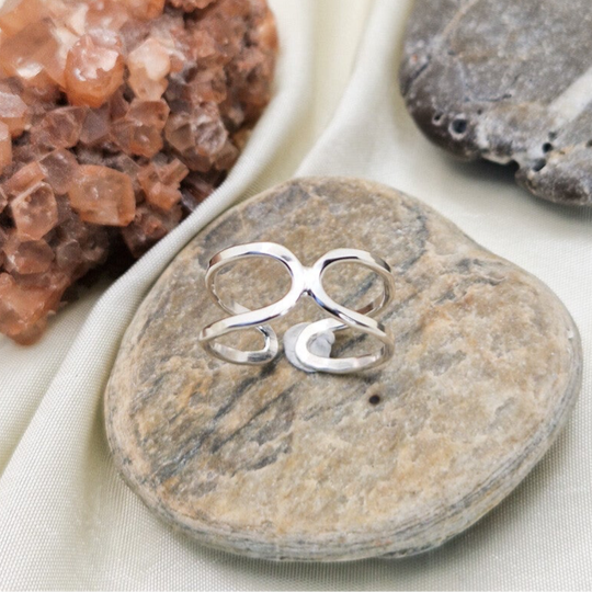 Zilver Line Rain Drops ring