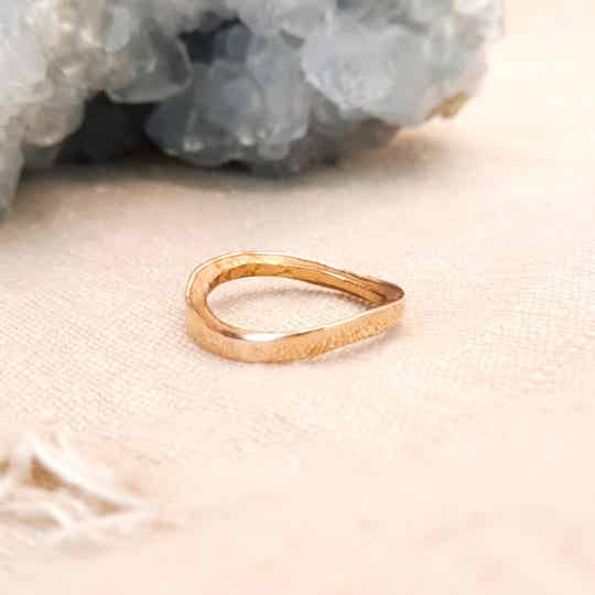 Koper Wave coinring, stuiver binnenrand, hele lichte hamerslag