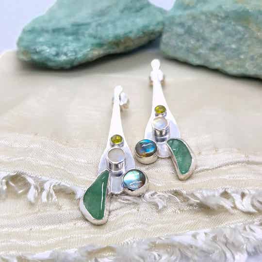 Zilver Masterpiece Solid Drops oorbellen 4 stenen