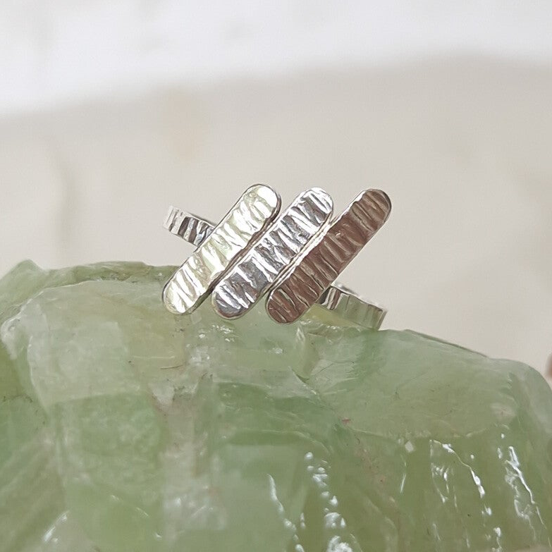 Element Hout ring zilver