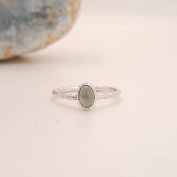Zilver Line ring Aqua Marijn