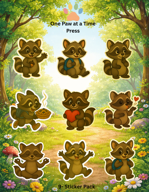Baby Raccoon Sticker Packs ( 9-Pack & 12-Pack)