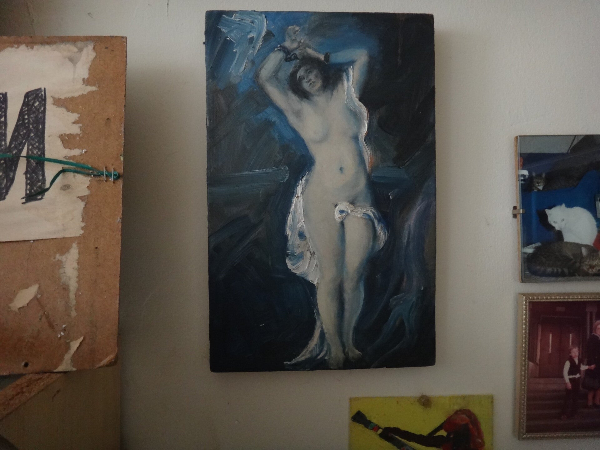 Geketend naakt studie, olieverf op doek, 29x19cm)