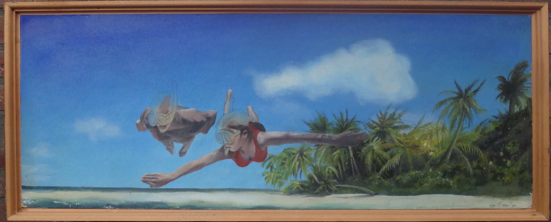 Vliegen boven Jamaica (30x75cm acryl op board)
