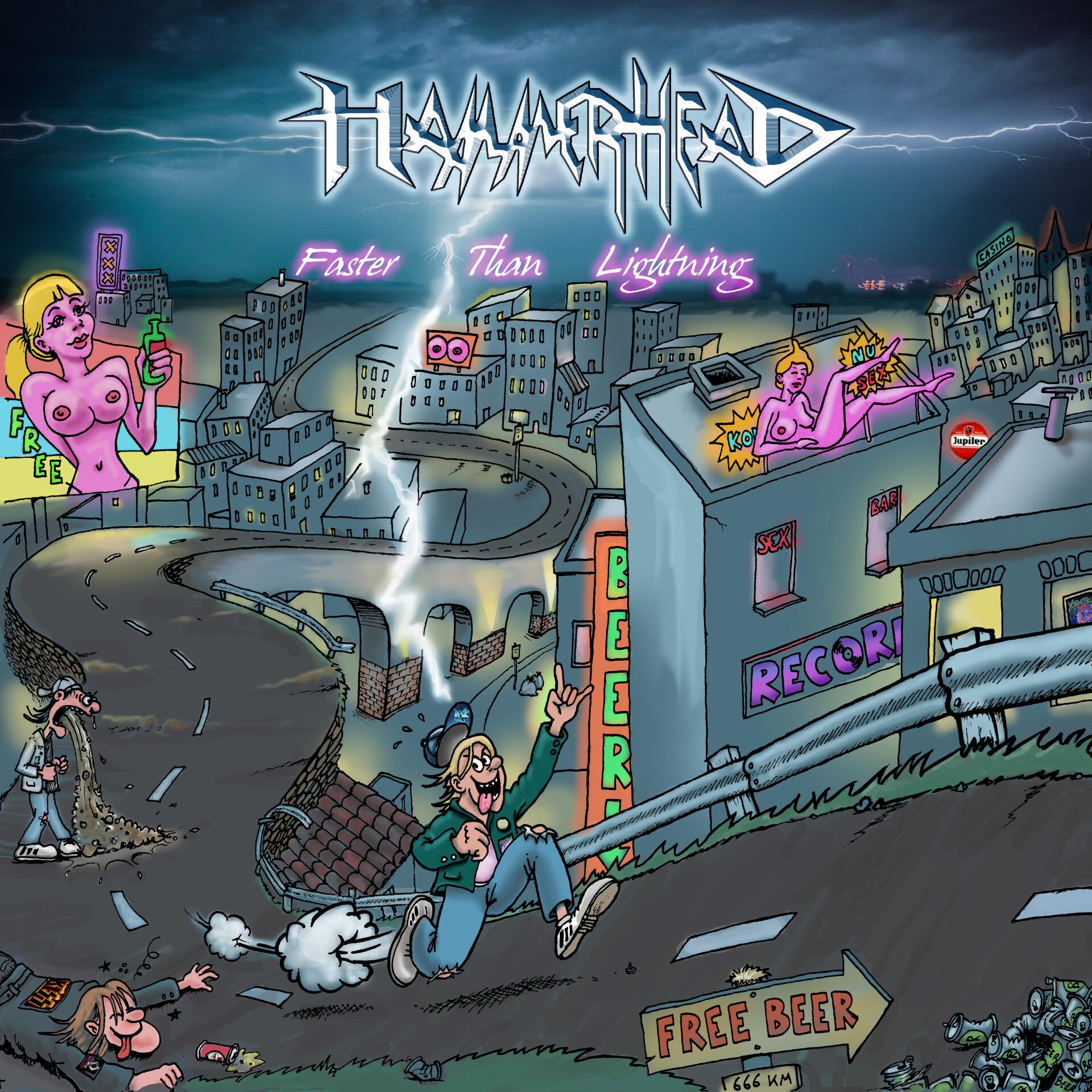 ontwerp voor album cover van de band Hammerhead. Faster than lightning.