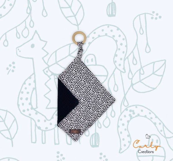 Spuug/speen-doekje “Panter” (zwart/wit)