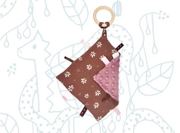 Labeldoekje (oudroze/bloemetjes)