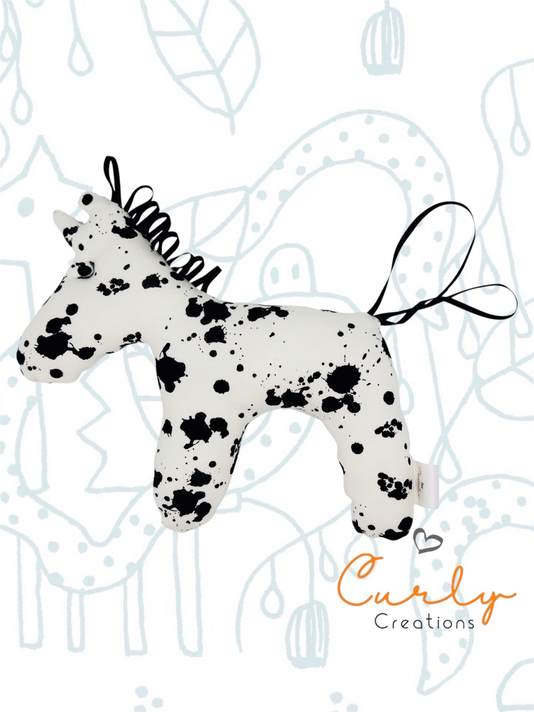 Knuffel paardje (zwart/wit)