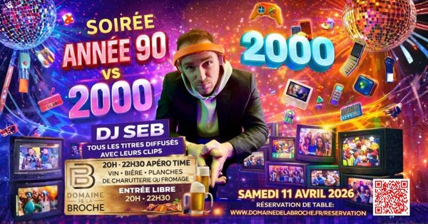 Réservation de table  soirée 90 vs 2000