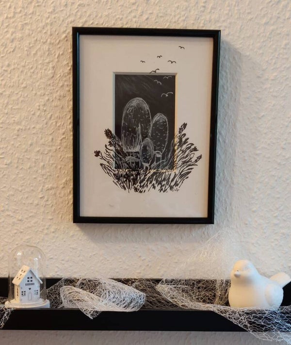Schopftintlinge Passepartout gerahmt