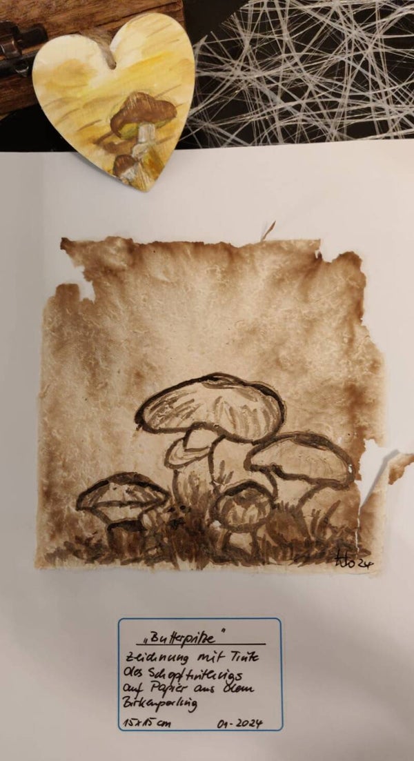 Butterpilze 1 auf Pilzpapier