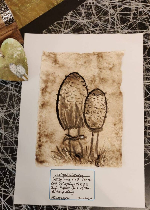 Schopftintlinge auf Pilzpapier