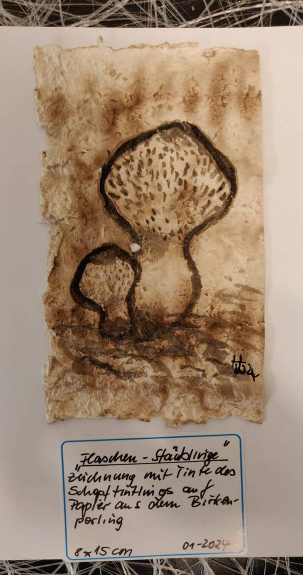 Flaschen-Stäubling auf Pilzpapier