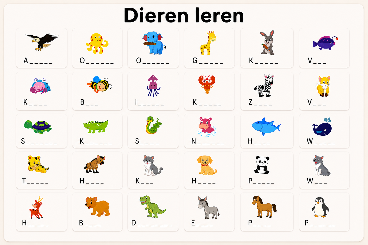 🐶 Dieren – 30 magneten