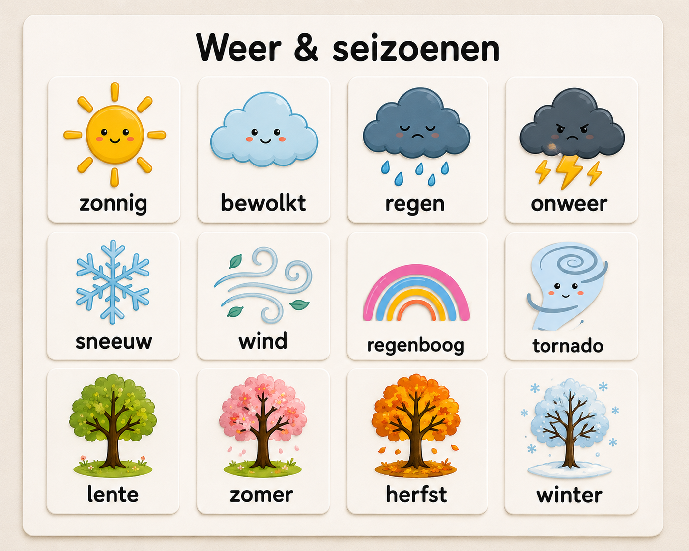 🌦️ Weer & seizoenen – 12 magneten
