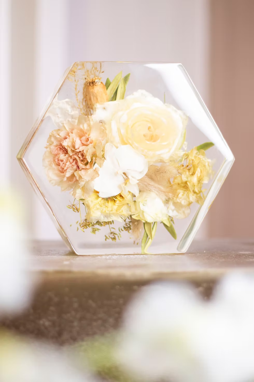 Hexagon epoxy bloemenblok