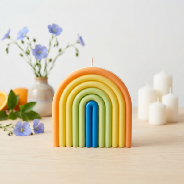 Regenboog staankaars 1 stuk
