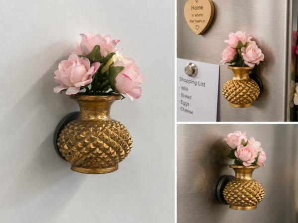 Blossom Mini Vase Magnet with Everlasting Faux Roses