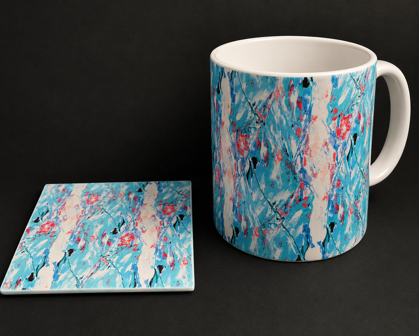 Mug & Glass Coaster Set – The Perfect Gift - Teal